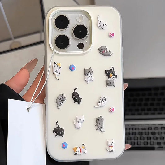 Cartoon Cat Stickers Compatible Phone Case