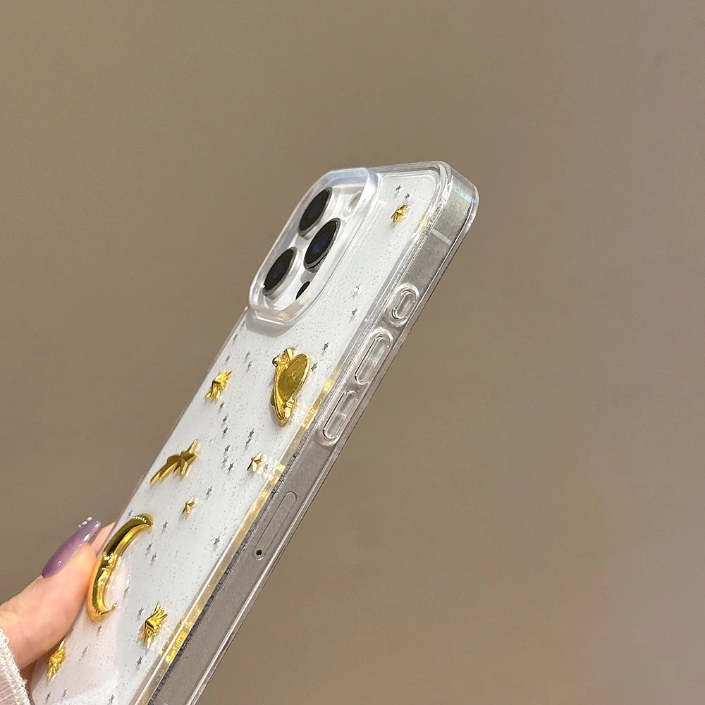 Luxury Glitter Stars Moon Silicone Phone Case