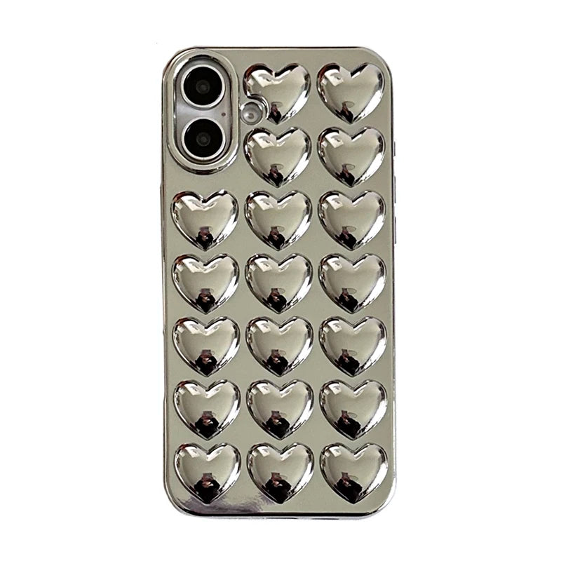 Simple Stylish Silver Love Heart Phone Case