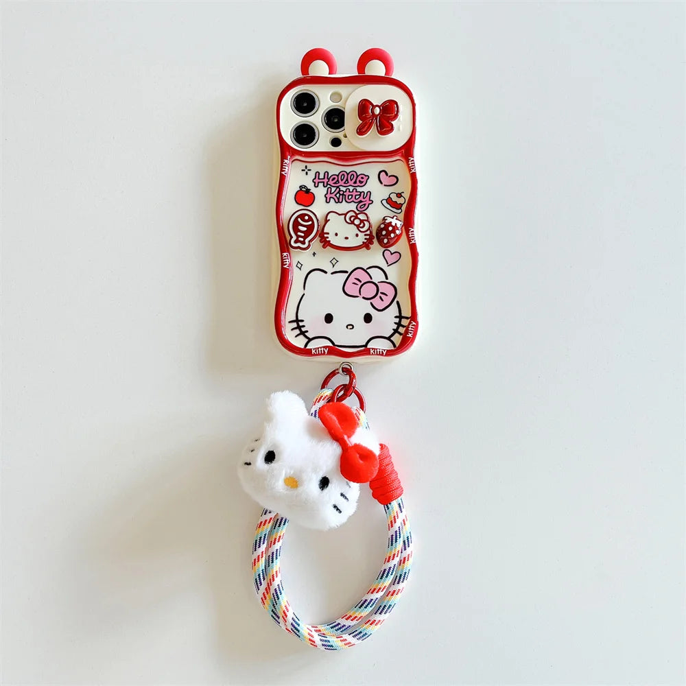 Cute Cartoon Hello Kitty Push Pull Camera Phone Case