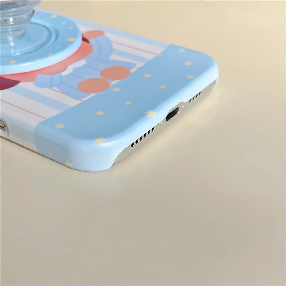 Korean Blue Stripe Cute Girl Magnetic Phone Case For iPhone