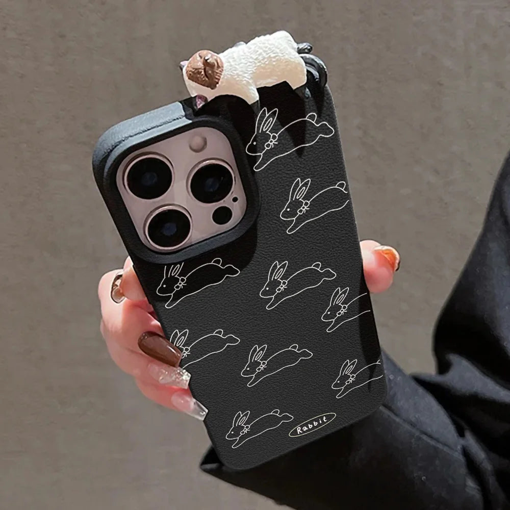 Cartoon Animals Litchi Pattern Phone Case For iPhone