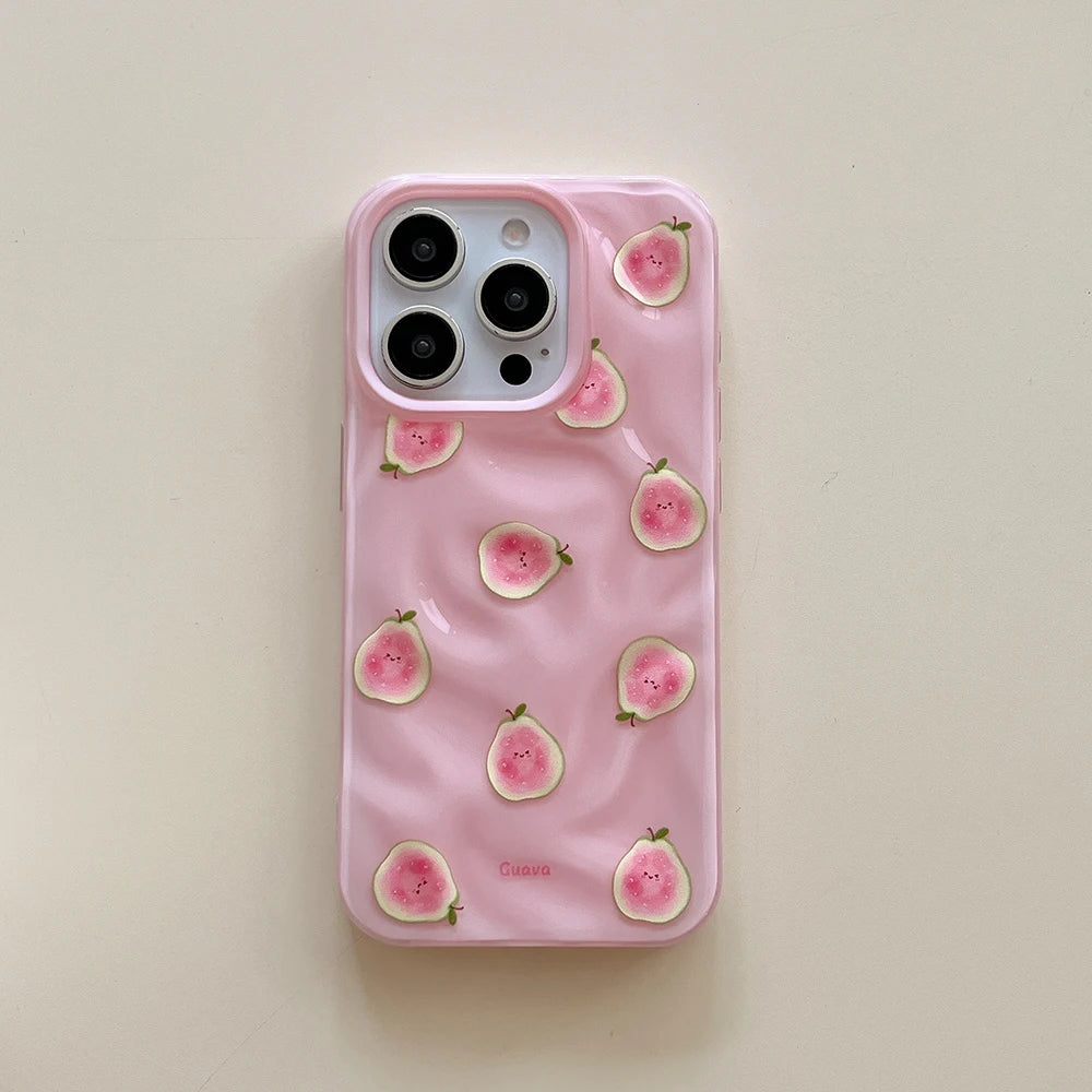 Simple Fruit Durian Avocado Guava Cute Folds Texture Phone Case