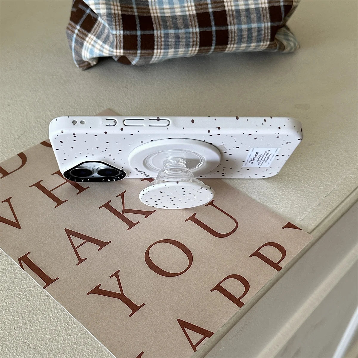 Cute Milk Yellow Splash Magnetic Circle Holder Phone Case