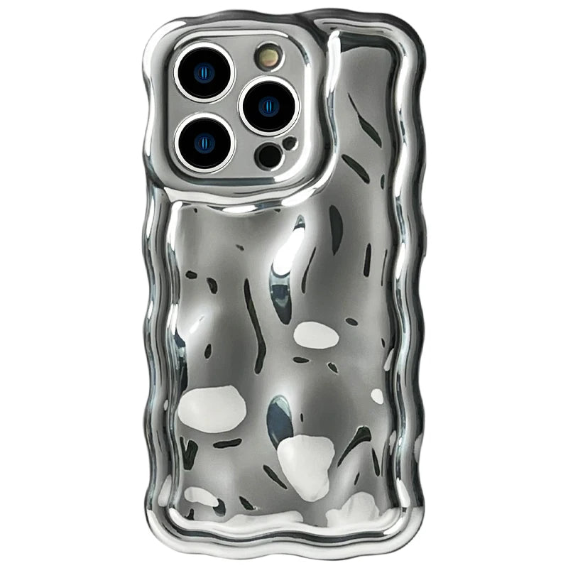 Electroplated Wave Bumper Meteorite Texture Glossy Back Cover Phone Case