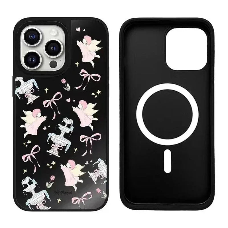 Swan Bowknot Mirror Surface MagSafe Phone Case