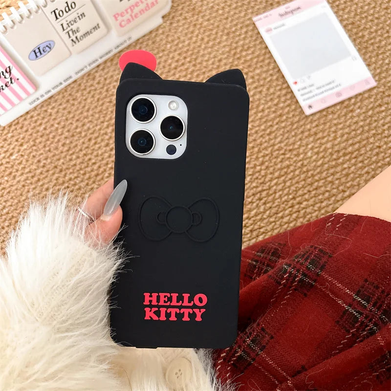 3D Cartoon Hello Kitty Bow Case For iPhone