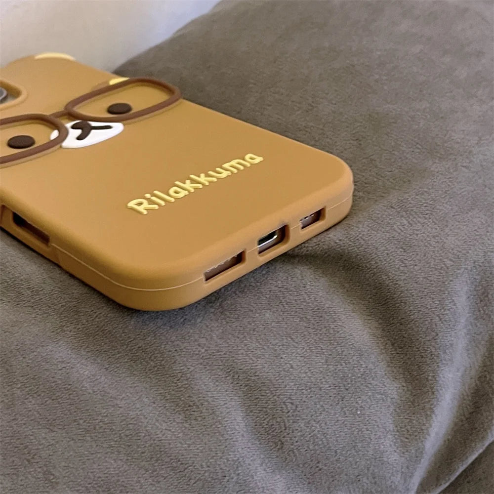 Cute 3D Cartoon Glasses Rilakkuma Bear Phone Case