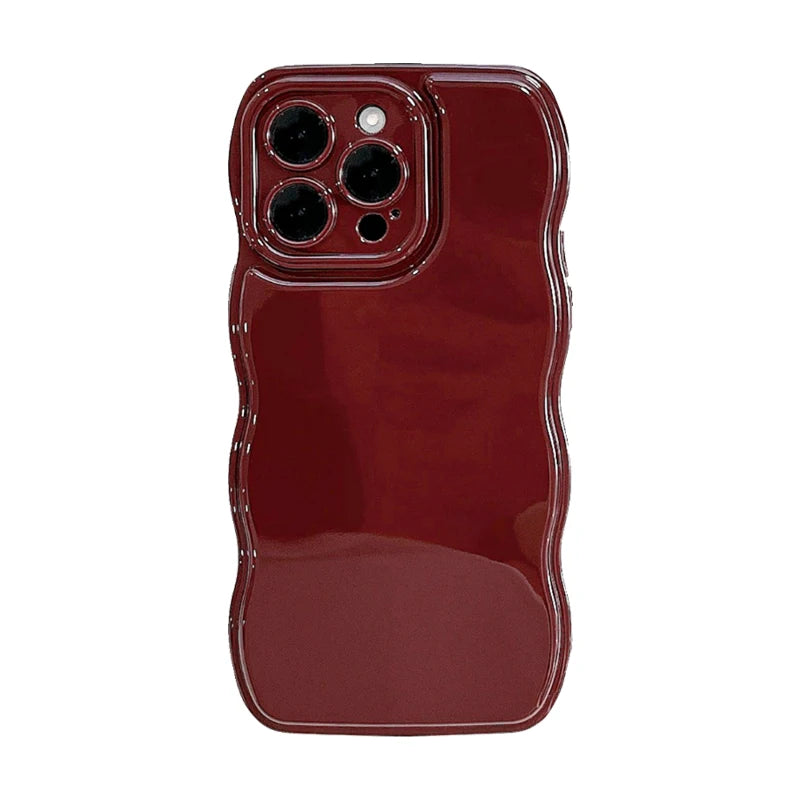 Retro Wine Red Wavy Edge Bumper Phone Case