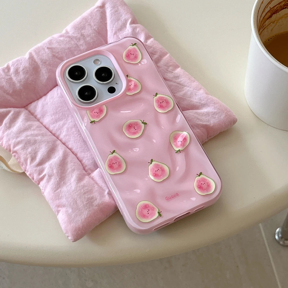Simple Fruit Durian Avocado Guava Cute Folds Texture Phone Case