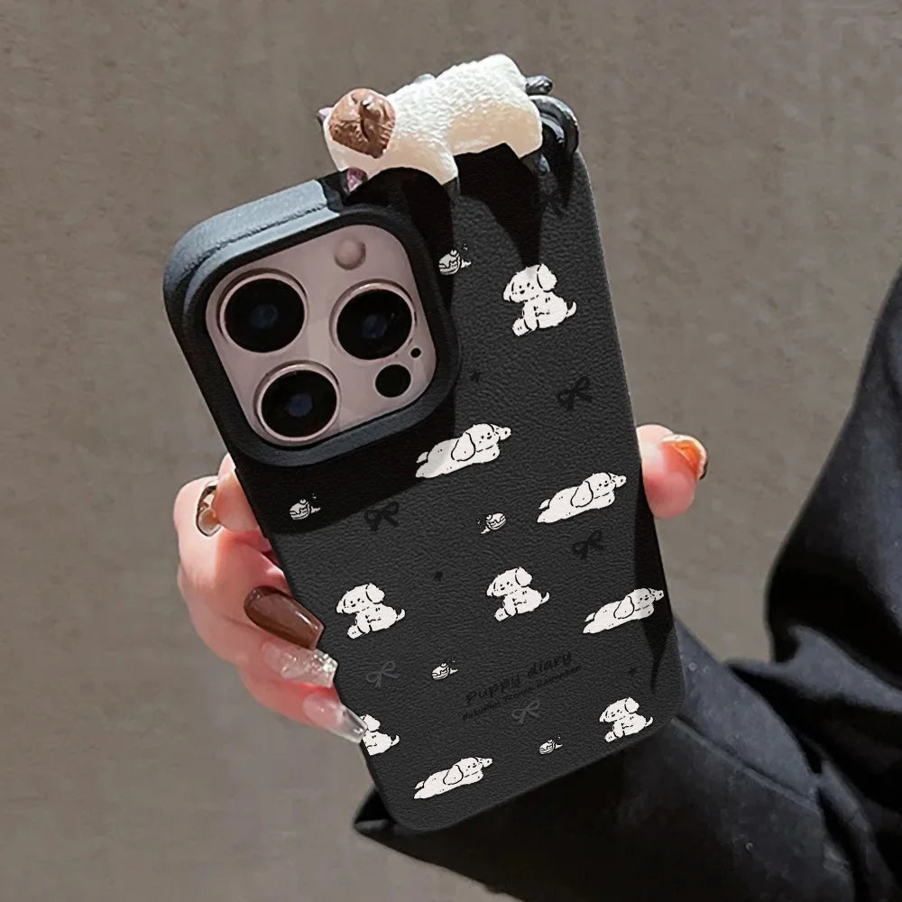 Cartoon Animals Litchi Pattern Phone Case For iPhone