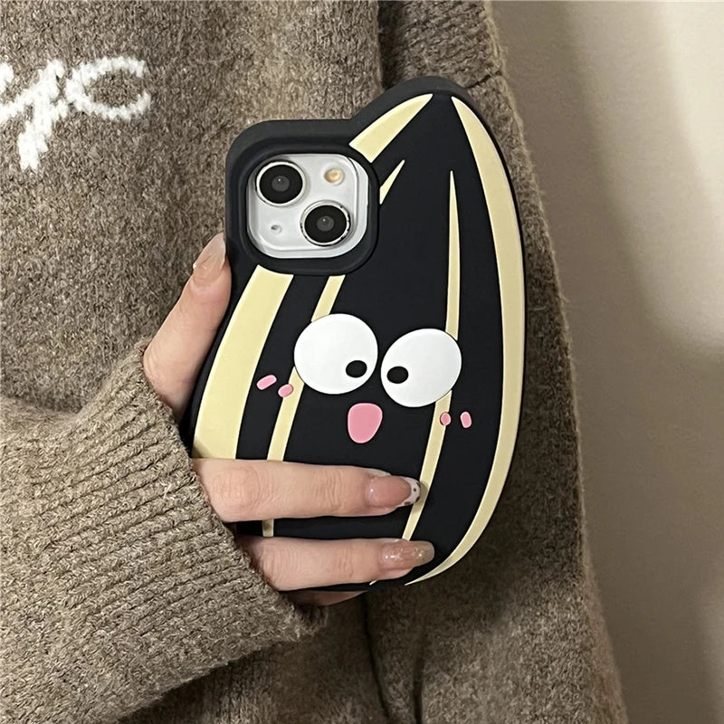 Funny Cartoon Cute Sunflower Seed Silicone Phone Case