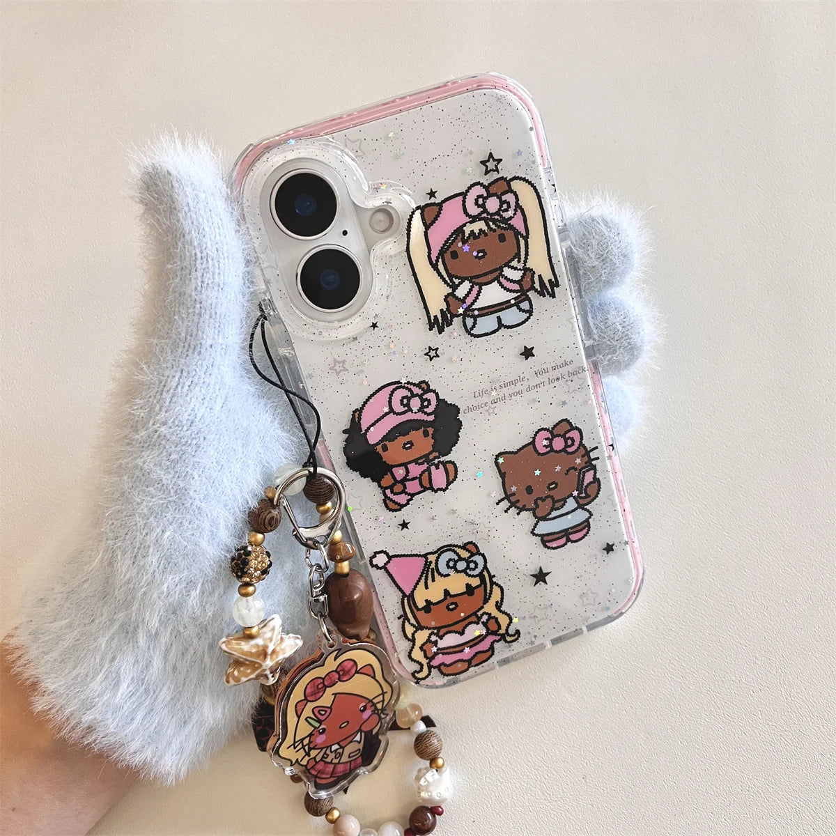 Glitter Cute Cartoon Black Skinned Cat Phone Case