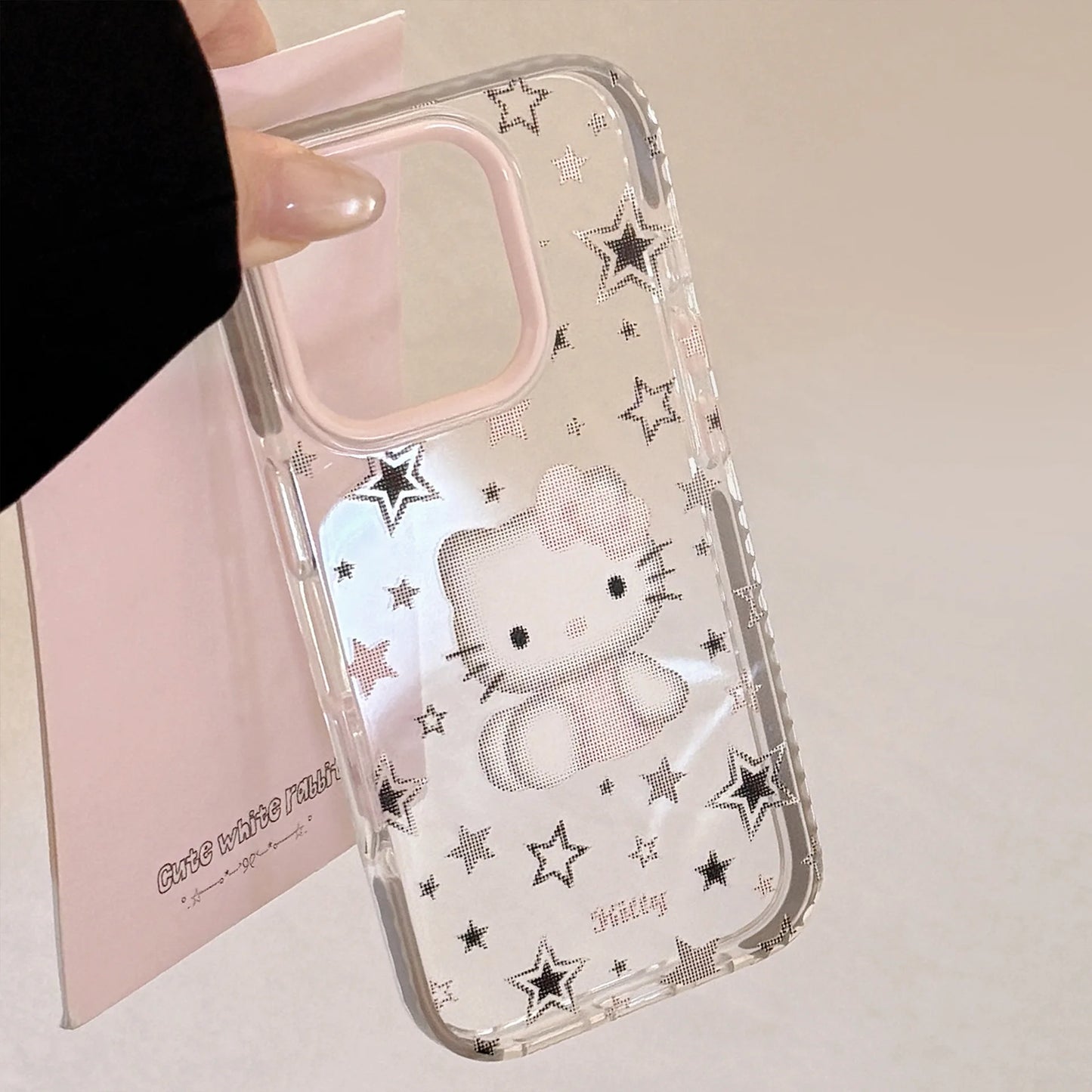 Korean Cartoon Pixel Hello Kitty Stars Soft Phone Case For iPhone