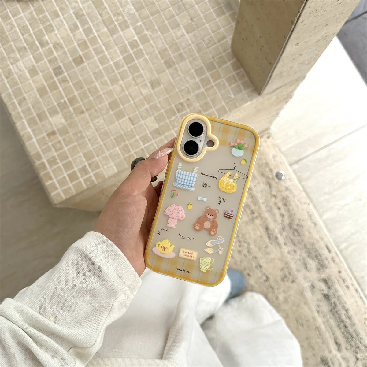 New Cute Cartoon Bear Tote Bag Phone Case
