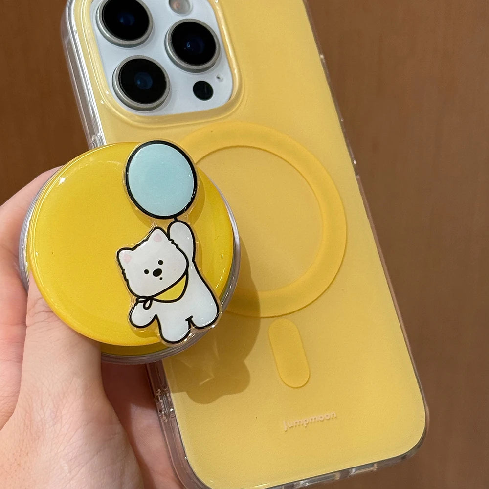 Cute Puppy Cartoon Dog Magnetic Grip Tok Phone Stand Holder Phone Case