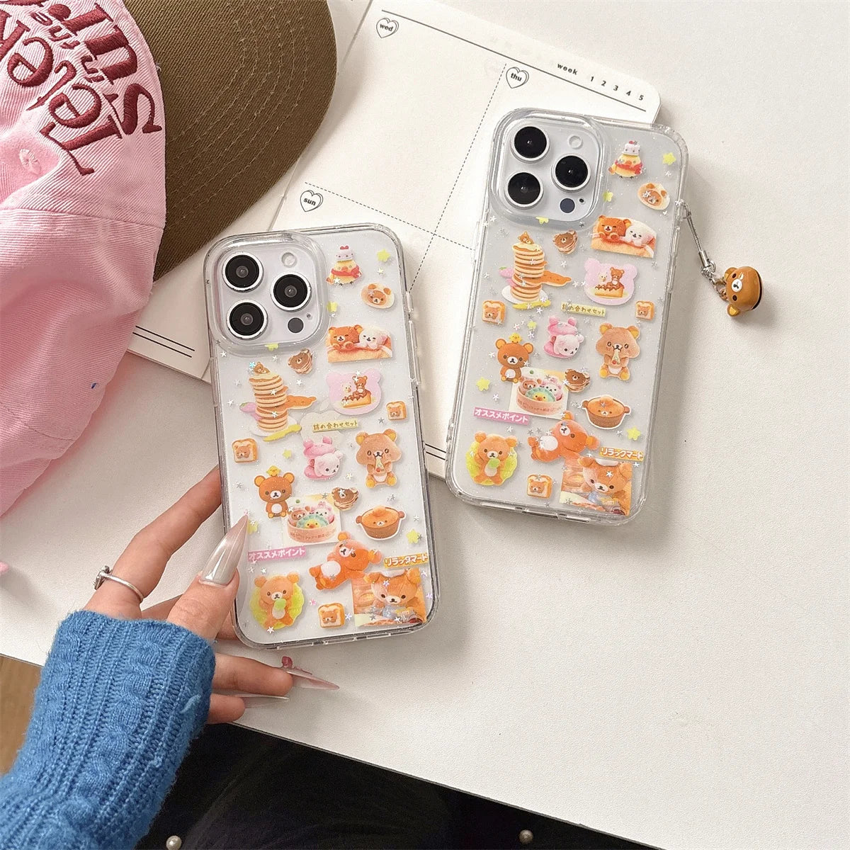 New Cute Cartoon Light Hearted Bear Bell Pendant Phone Case