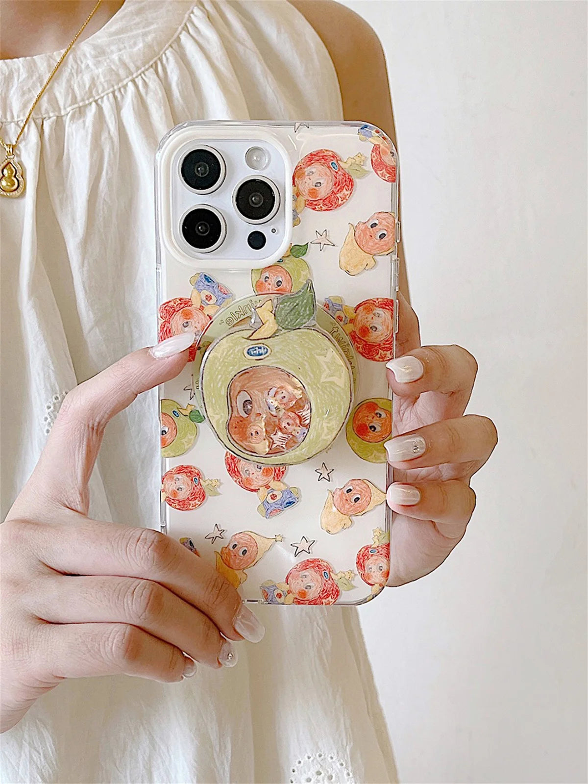 Cute Cartoon Star Baby Magnetic Stand Phone Case For iPhone