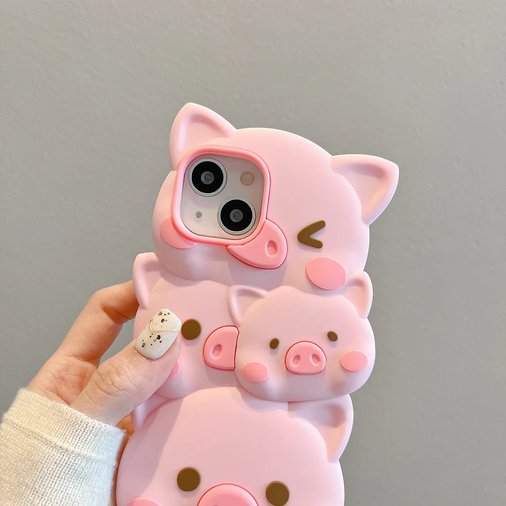 Cute 3D Pig Soft Silicone Phone Case For iPhone