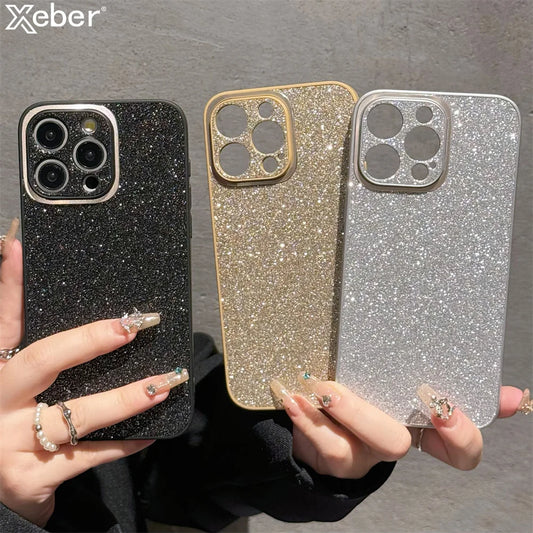 Luxury Bling Glitter Diamond Sequins Matte Phone Case For iPhone