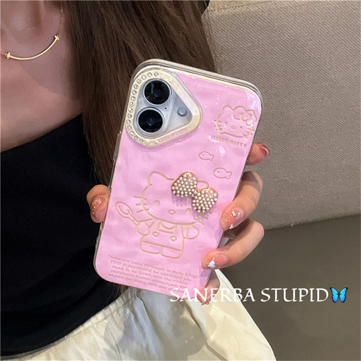 Korean Cute Diamond Camera Pink Phone Case For iPhone