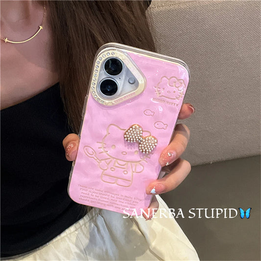 Korean Cute Diamond Camera Pink Phone Case For iPhone