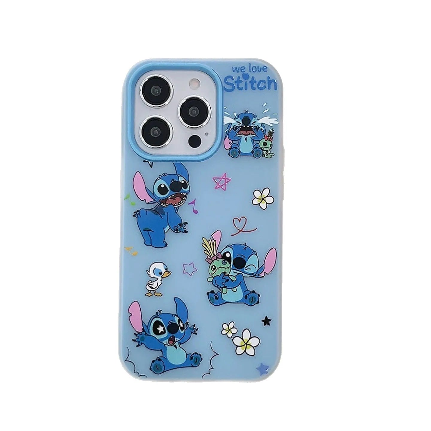 Korean Cute Cartoon Stitch With Acrylic Bracket Phone Case For iPhone