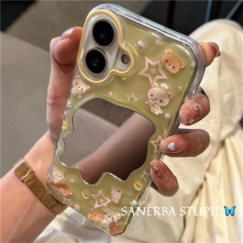 Kawaii Cartoon Wave Pattern Mirror Phone Case For iPhone