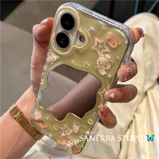 Kawaii Cartoon Wave Pattern Mirror Phone Case For iPhone
