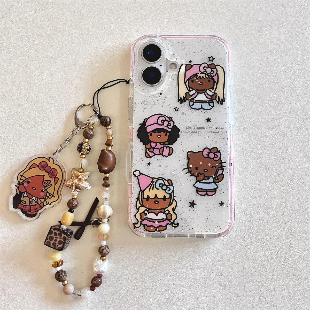 Glitter Cute Cartoon Black Skinned Cat Phone Case