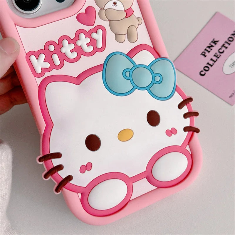 Cute Cartoon Bear Hello Kitty Soft Silicone Phone Case For iPhone