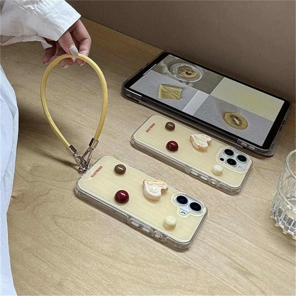 Simple Cute 3D Love Heart Striped Phone Case For iPhone