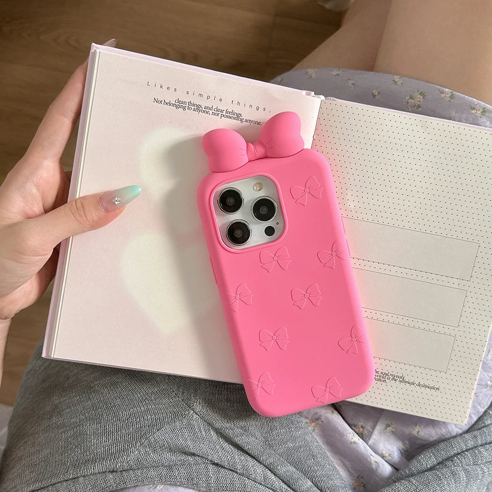 Cute Bowknot Cartoon Tie Silicone Phone Case