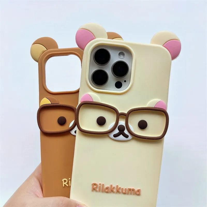 Cute Cartoon Glasses Rilakkuma Bear Phone Case