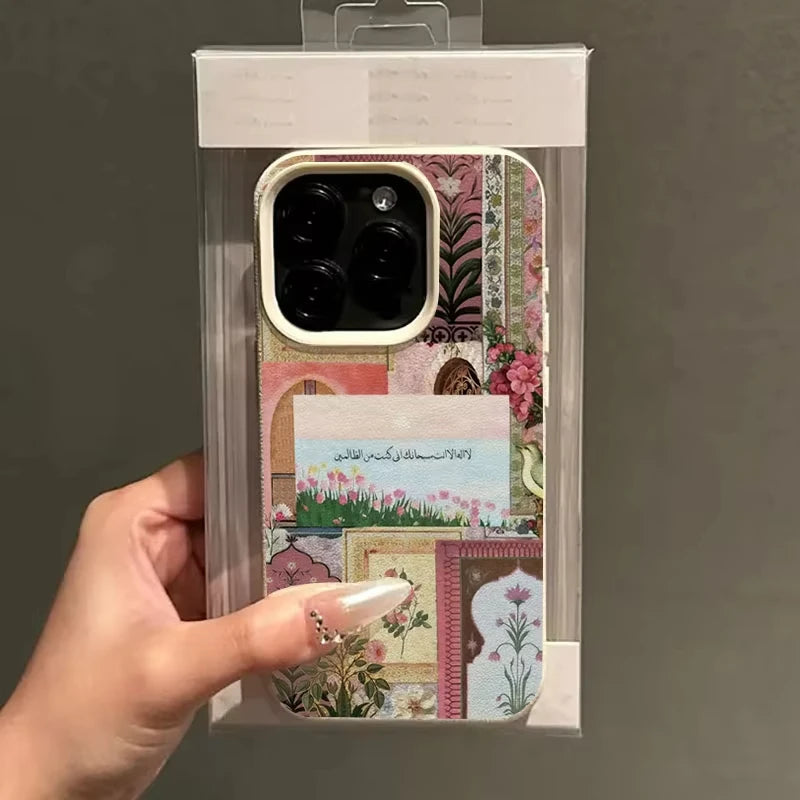 Pink Middle Eastern Tulip Sea Arabic Script Design Phone Case For iPhone
