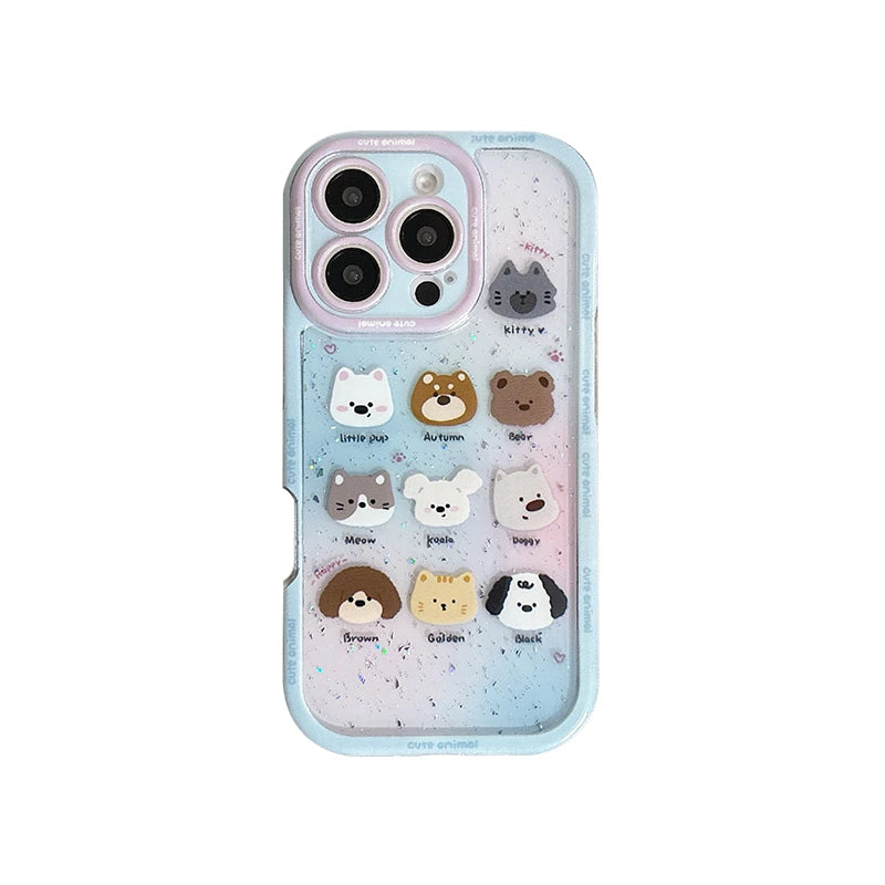 Cute Animal Glitter Bling Back Phone Case
