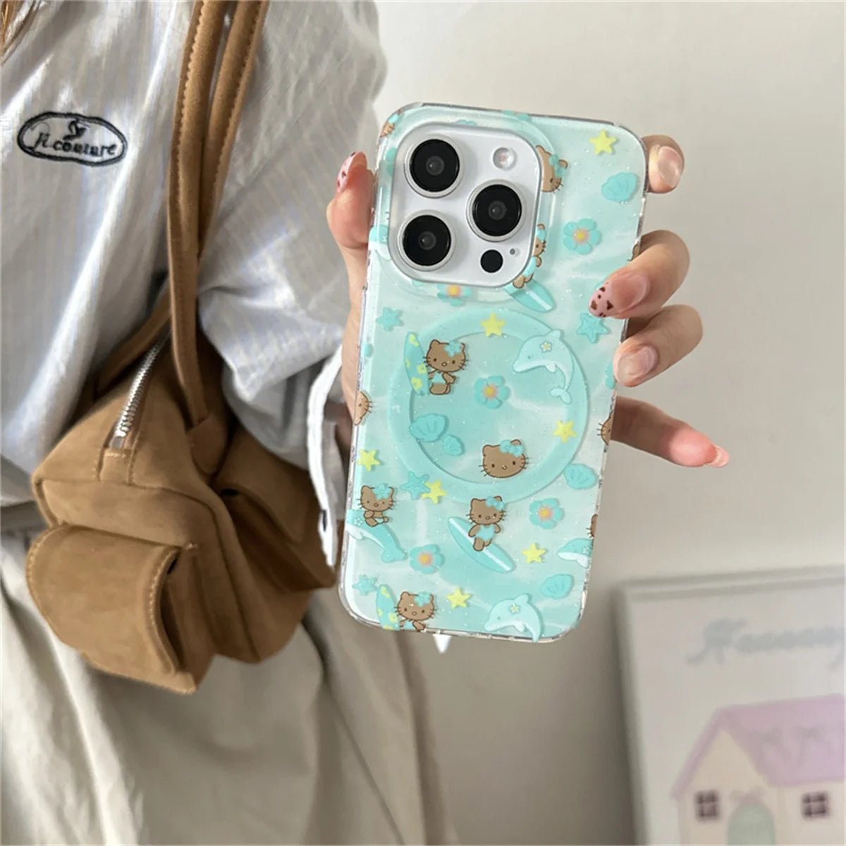 Summer Vacation Dolphin Magnetic Stand Phone Case