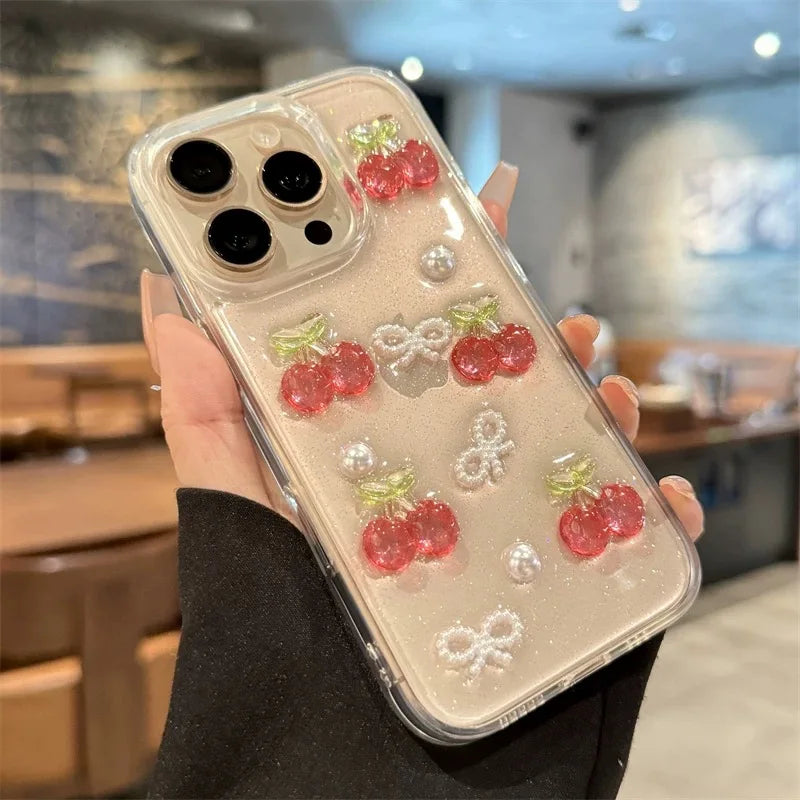 Cherry Bow Clear Phone Case