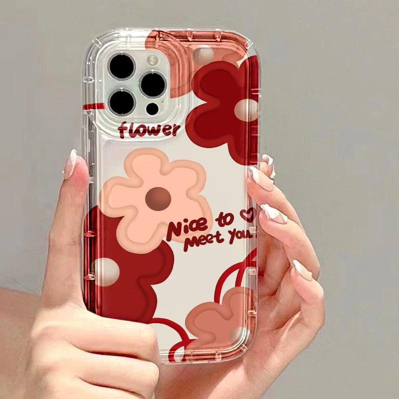 Soft Clear Shockproof Bumper Flower Back Cover Fundas Phone Case