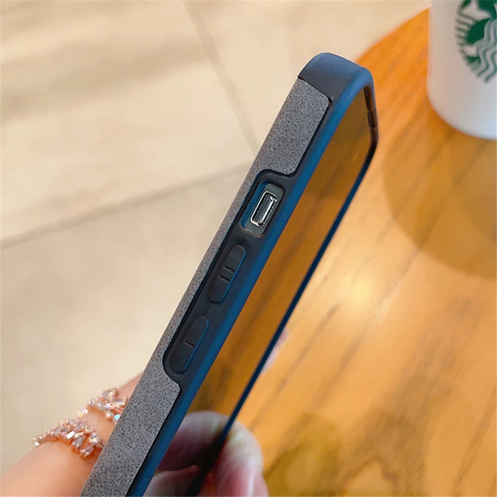 Luxury Suede Lambskin Leather Full Phone Case For iPhone