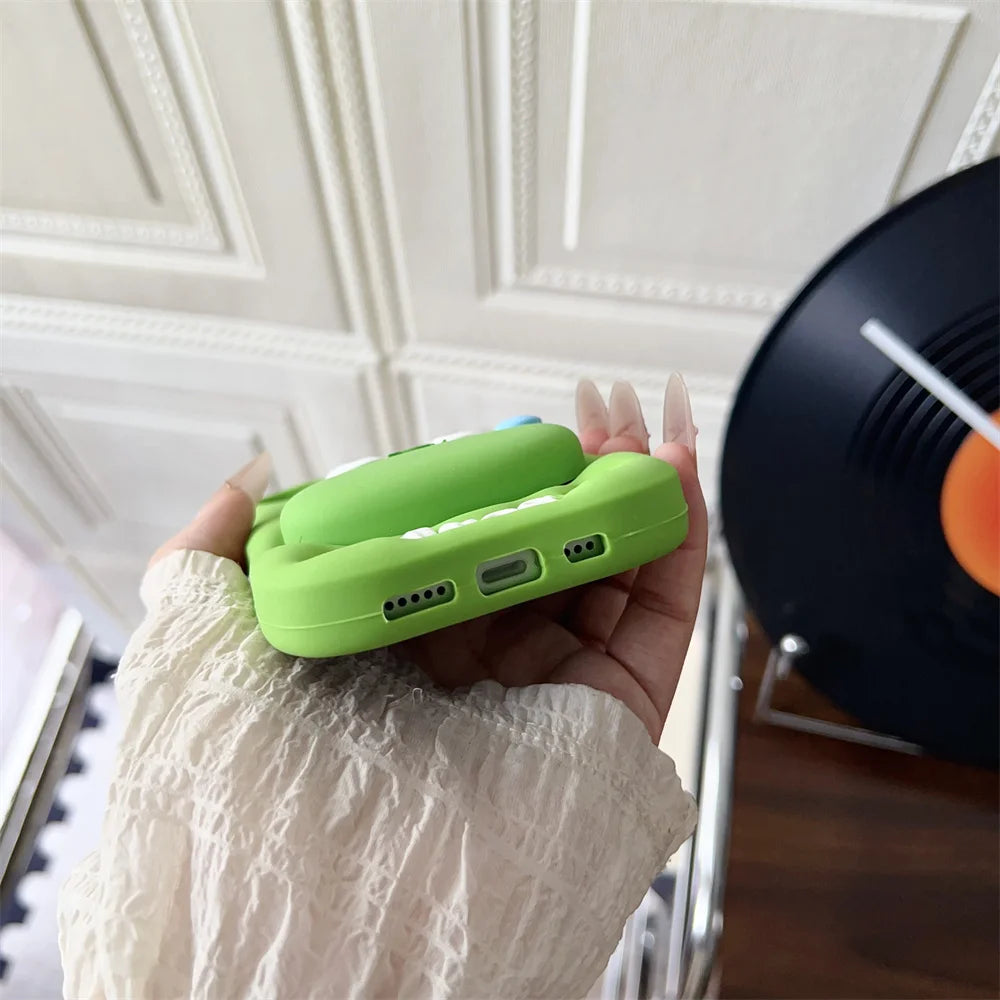 So Cute Green Frog Stand Holder Soft Silicone Phone Case