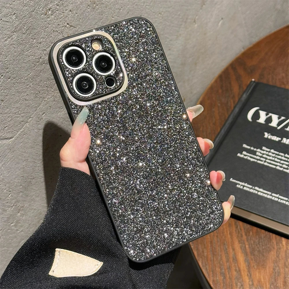 Luxury Bling Glitter Diamond Sequins Matte Phone Case For iPhone