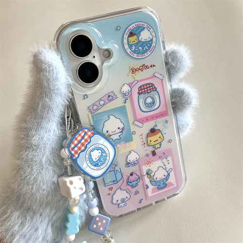 Summer Ice Cream Drink Milk Cartoon Lanyard Chain Phone Case