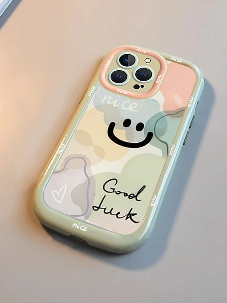 Simple Smile Letters Good Luck Hard Back Cover Case For iPhone