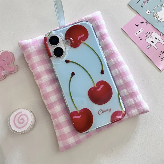 New Fashion Cute Fruit Light Blue Cherry Phone Case