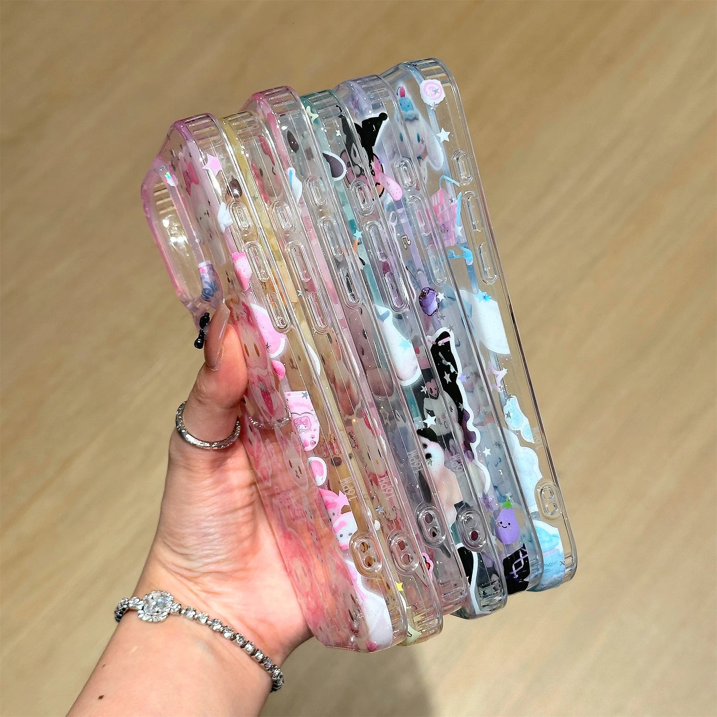 Cute Cinnamoroll Sticker series Bling Glitter Phone Case