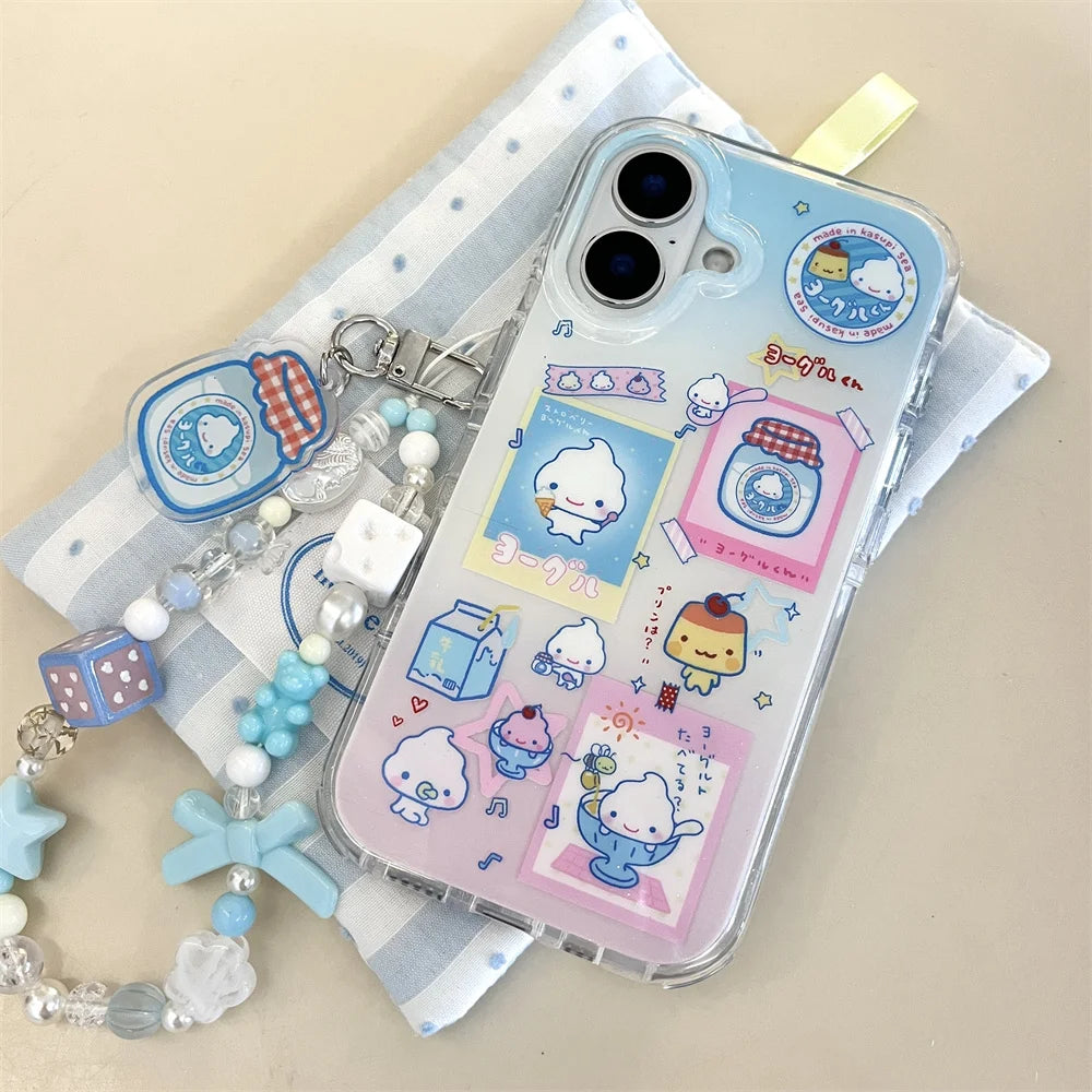 Summer Ice Cream Drink Milk Cartoon Lanyard Chain Phone Case