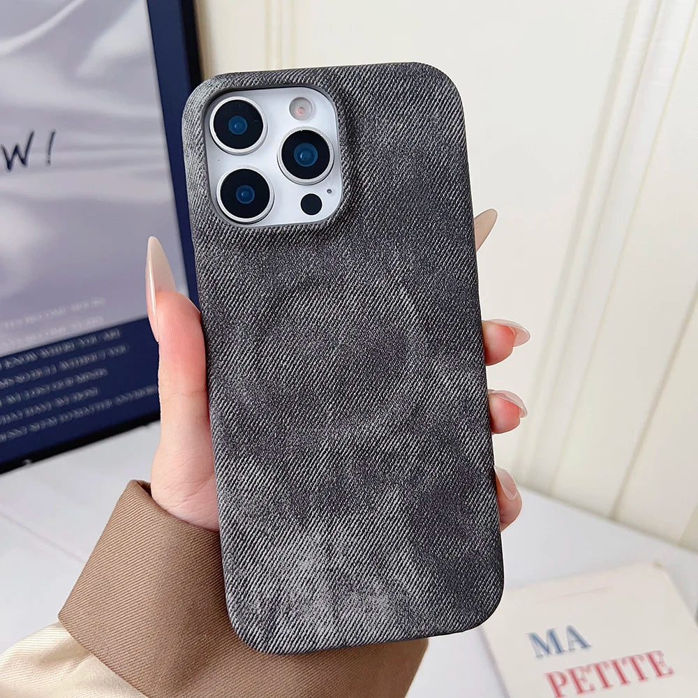 Luxury Denim Textured Magnetic Phone Case