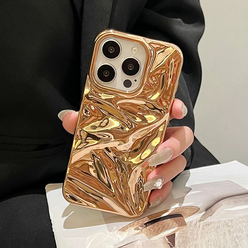 Fashion Plating Gold Wrinkle Meteorite Texture Phone Case