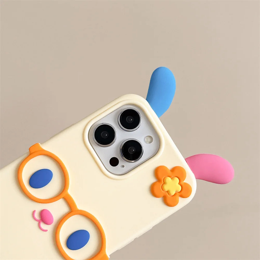 Newest Cute Cartoon Glasses Rainbow Rabbit Soft Silicone Phone Case
